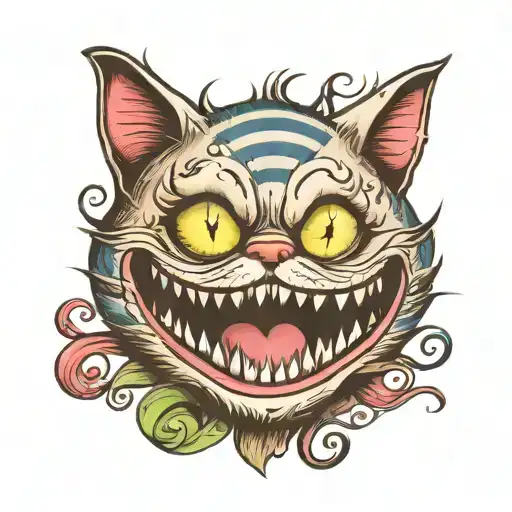 cheshire cat tim burton style tattoo design idea
