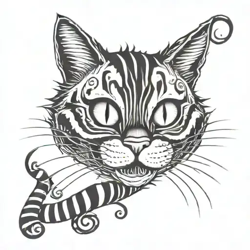 cheshire cat tim burton style tattoo design idea