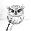 An owl perched on a spray paint can, with a microphone in its beak, surrounded by colorful flowers tattoo design idea