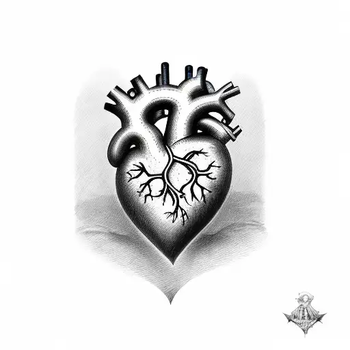 heart with veins red and blue with 2 firefighter axes  tattoo design idea