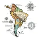 Map of South America with reliefs and names of the main countries  tattoo design idea