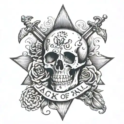 Jack of all trades memento mori tattoo design idea