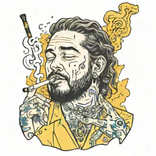 post malone smoking cig tattoo design idea