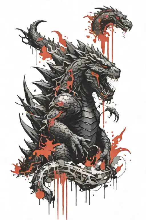 godzilla science tattoo design idea