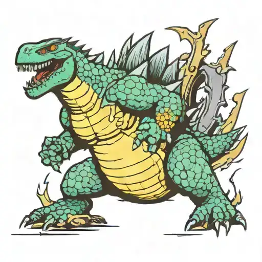 Godzilla Destroys Capitalism tattoo design idea