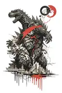 godzilla science tattoo design idea