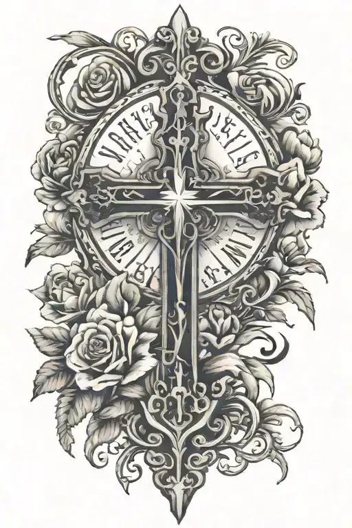 Cross and bible verse Ephesians 4:2 tattoo design idea