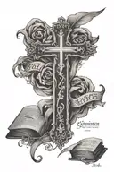 Cross with Bible verse Ephesians 4:2 tattoo design idea