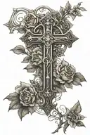 Cross with Bible verse Ephesians 4:2 tattoo design idea