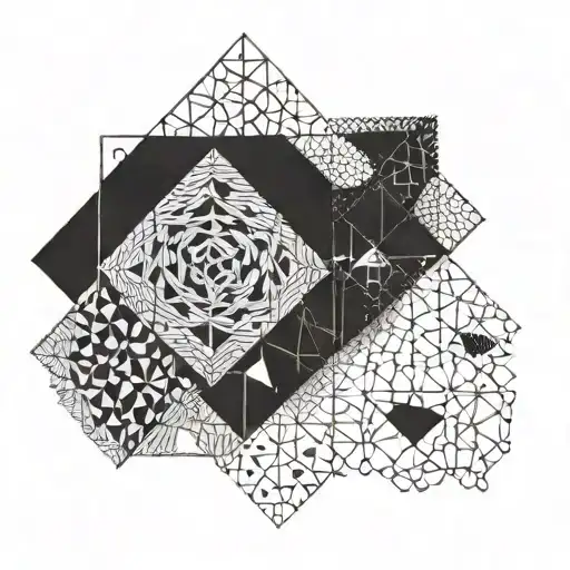 A geometric pattern incorporating hearts and Kanye West lyrics tattoo design idea