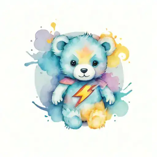 cute teddy bear dressed as the flash tattoo design idea