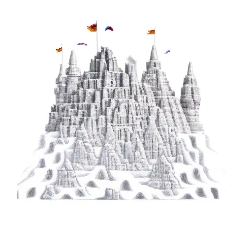 bury a sandcastle mountain tattoo design idea