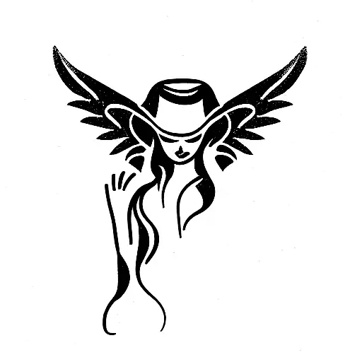 my country song goes hand in hand with your angel eyes tattoo design idea