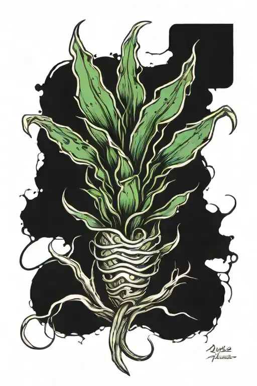 sansevieria laurentii leaf with roots tattoo design idea