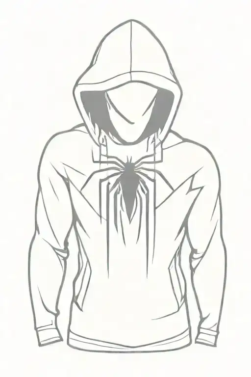 Minimalist Spider Man In A Hoodie Tattoo BlackInk AI