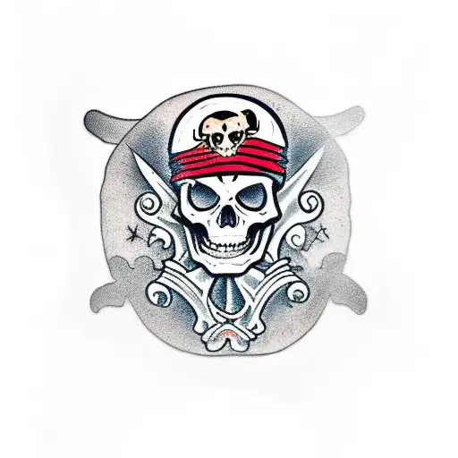 skeleton pirate, bottle tattoo design idea