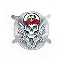 skeleton pirate, bottle tattoo design idea