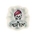 skeleton pirate, bottle tattoo design idea