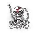 skeleton pirate, bottle tattoo design idea