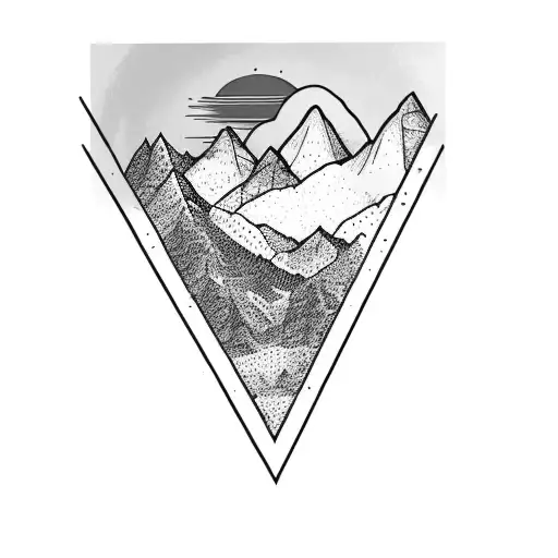 a triangle with a mountain in the middle tattoo design idea