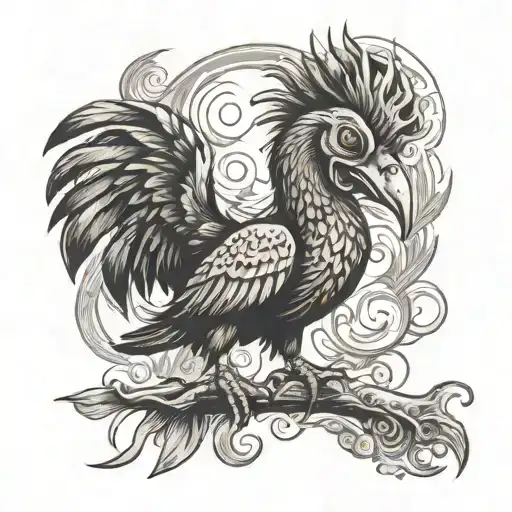 dodo bird rising from ashes tattoo design idea