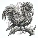 dodo bird rising from ashes tattoo design idea