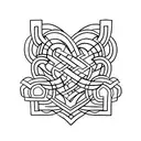 a heart and two intertwined "L" letters forming a stylish and symmetrical pattern tattoo design idea