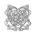 a heart and two intertwined "L" letters forming a stylish and symmetrical pattern tattoo design idea