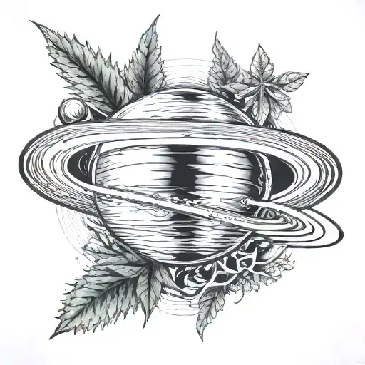 A tattoo containing saturn but marijuana tattoo design idea