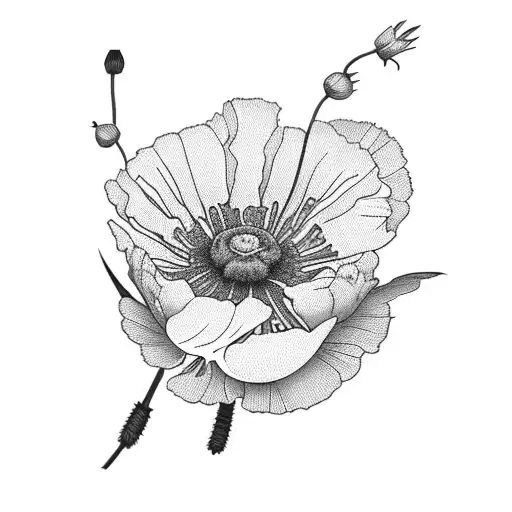 poppy aster paperwhite tattoo design idea