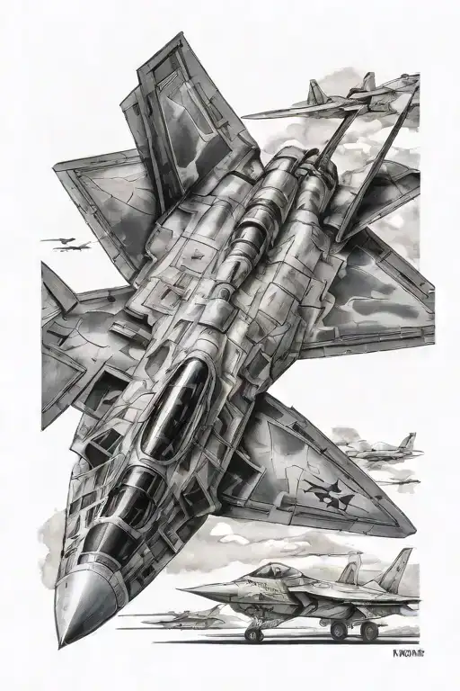 f22 raptor fighter tattoo design idea