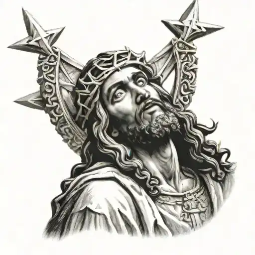 black jesus christ tattoo design idea