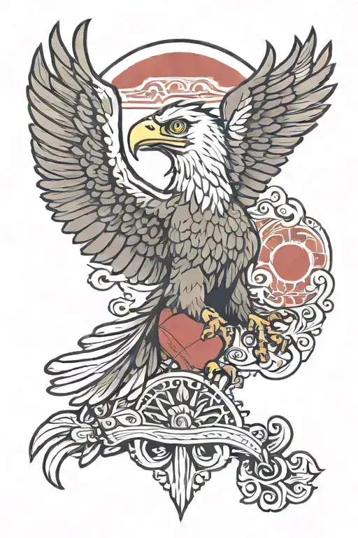 eagle and Mexican flag tattoo design idea