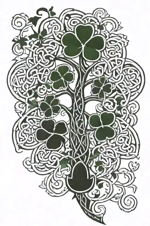 Celtic trinity knot shamrock with family tree within it tattoo design idea
