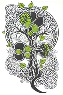 Celtic trinity knot shamrock with family tree within it tattoo design idea