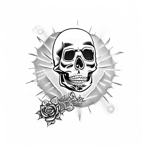 candy skull in santa muerte style tattoo design idea