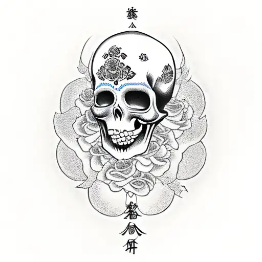 candy skull in santa muerte style tattoo design idea
