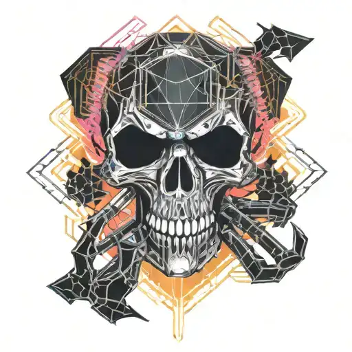 skull and spider tattoo design idea
