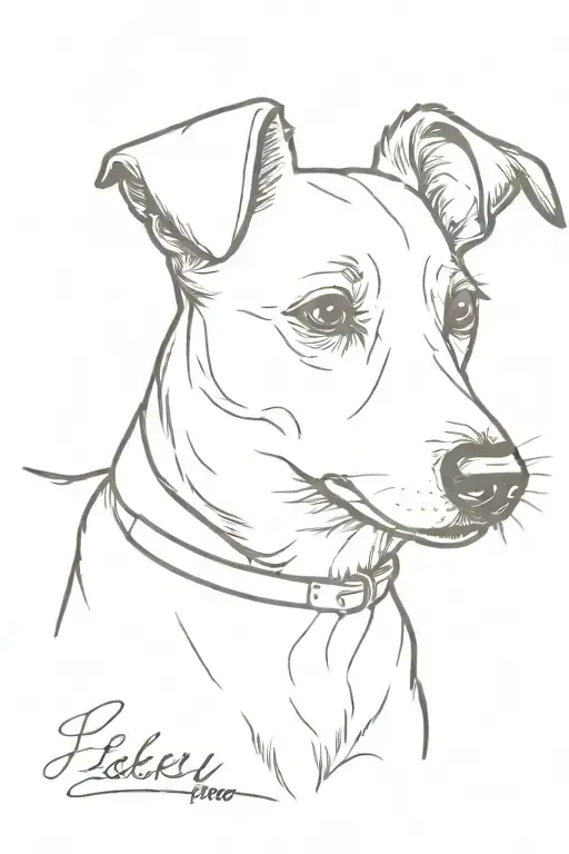 ears from Jack Russell with the name Lucky tattoo design idea