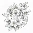 Delilah name written october birth flower  tattoo design idea