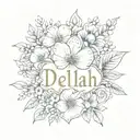 Delilah name written october birth flower  tattoo design idea