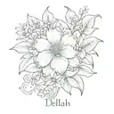 Delilah name written october birth flower  tattoo design idea