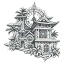 Samoa clock tower tattoo design idea