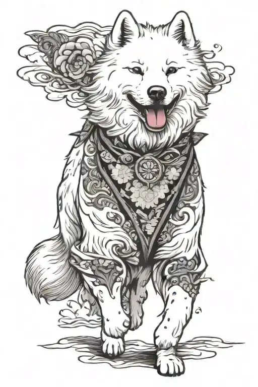 samoyed running tattoo design idea