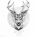 stag head front on  tattoo design idea