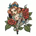 sissy bimbo pinup tattoo design idea