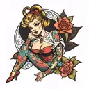 sissy bimbo pinup tattoo design idea