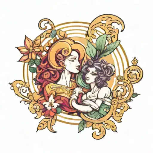 zodiac signs aries and libra tattoo design idea