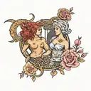 zodiac signs aries and libra tattoo design idea
