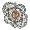 A mandala heart, in whose inner contours the names of my five children – Rojin, Selin, Muhammed, Narin and Asmin tattoo design idea